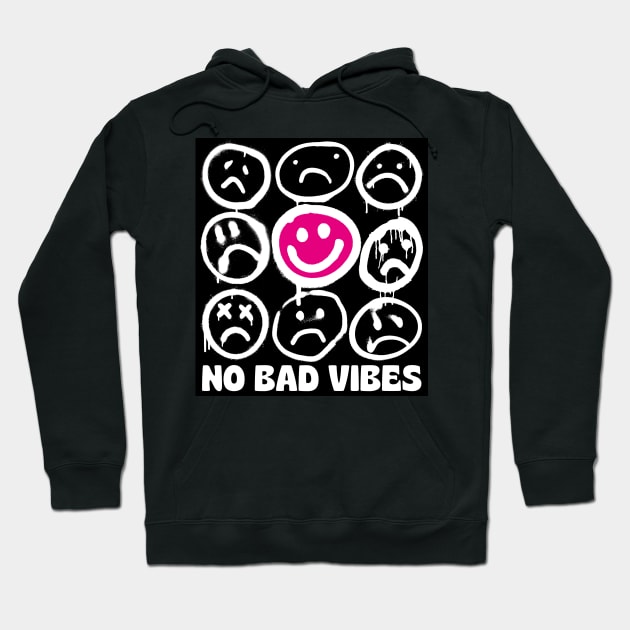 Smiling Graffiti No Bad Vibes Hoodie by Creative Style